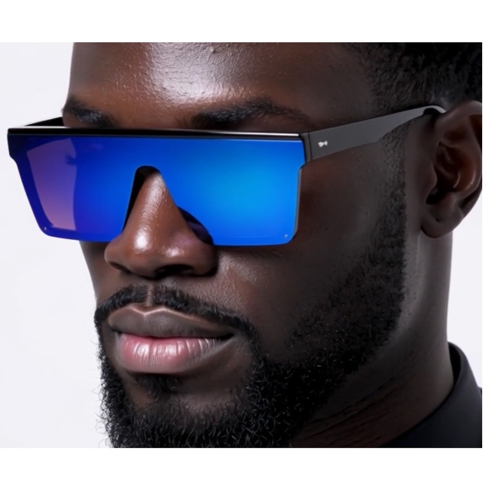 Sunglasses Oversized Beach Luxury Outdoor Style Blue Mirror Lentes Gafas UV400‎